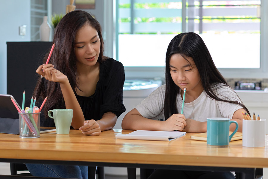 student and tutor together at a desk in Charlotte